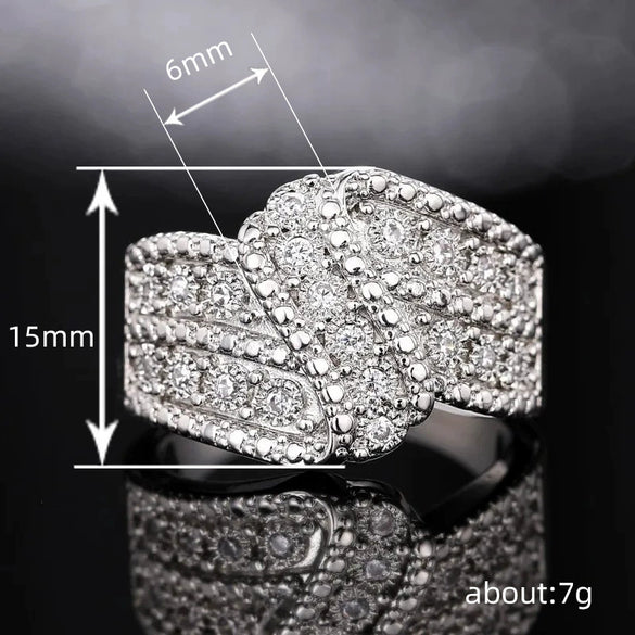 Women's Fashion Creative Ring Copper Zircon Bow Curve Swing Arm Design