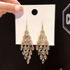 Women's Fashion Metal Electroplated Diamond Geometric Long Tassel Earrings with S925 Silver Needle
