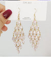 Women's Fashion Metal Electroplated Diamond Geometric Long Tassel Earrings with S925 Silver Needle