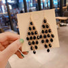 Women's Fashion Metal Electroplated Diamond Geometric Long Tassel Earrings with S925 Silver Needle