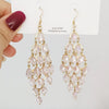 Women's Fashion Metal Electroplated Diamond Geometric Long Tassel Earrings with S925 Silver Needle