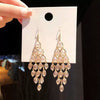Women's Fashion Metal Electroplated Diamond Geometric Long Tassel Earrings with S925 Silver Needle