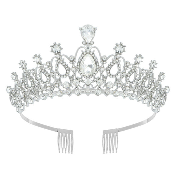 Women's Fashion Crystal Rhinestone Diecast Metal Crown With Electroplating For Hair Accessories