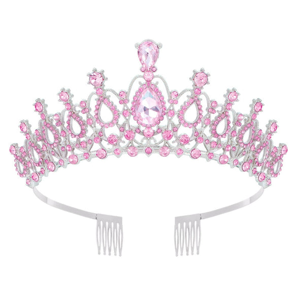 Women's Fashion Crystal Rhinestone Diecast Metal Crown With Electroplating For Hair Accessories