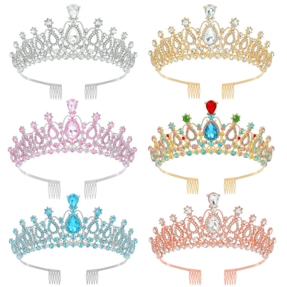 Women's Fashion Crystal Rhinestone Diecast Metal Crown With Electroplating For Hair Accessories