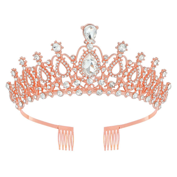 Women's Fashion Crystal Rhinestone Diecast Metal Crown With Electroplating For Hair Accessories