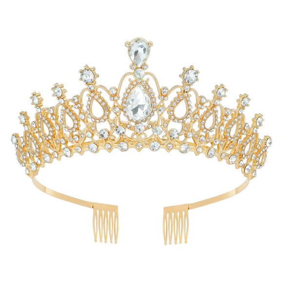 Women's Fashion Crystal Rhinestone Diecast Metal Crown With Electroplating For Hair Accessories
