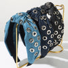 Women's Fashion Denim Fabric Geometric Headband With Electroplating Accessories