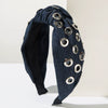 Women's Fashion Denim Fabric Geometric Headband With Electroplating Accessories