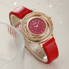 Women's Fashion Diamond Pu Leather Strap Alloy Case Round Dial Quartz Watch With Stainless Steel Clasp And Ordinary Glass Mirror