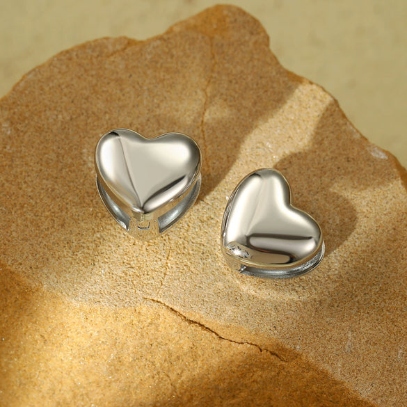 Women's Fashion Doublelayer Love Heart Stainless Steel Electroplated Earrings