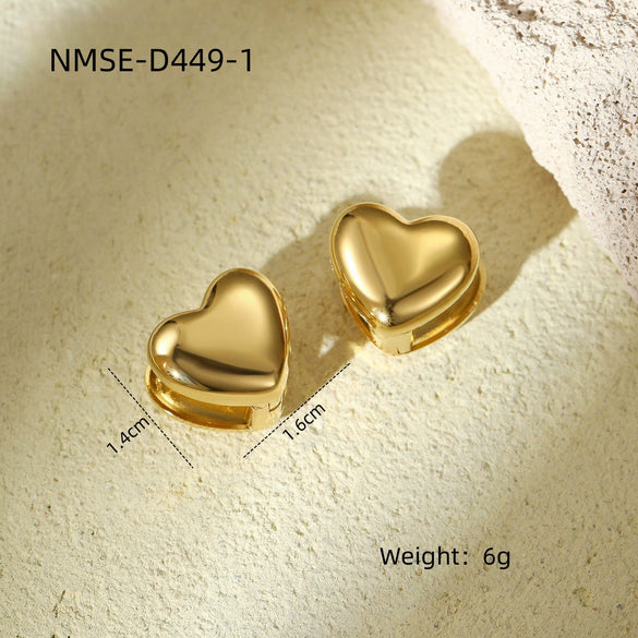 Women's Fashion Doublelayer Love Heart Stainless Steel Electroplated Earrings