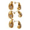 Women's Fashion Drop Butterfly Earrings Inlaid Zircon 316L Stainless Steel Electroplated