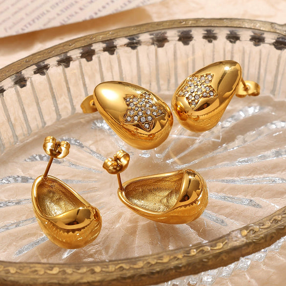 Women's Fashion Drop Butterfly Earrings Inlaid Zircon 316L Stainless Steel Electroplated