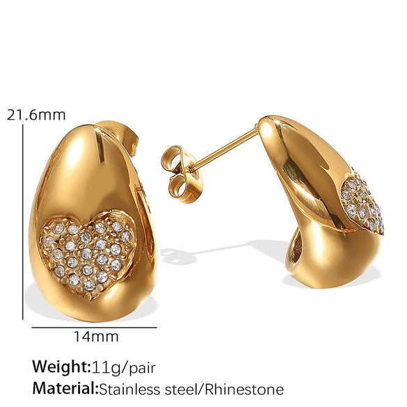 Women's Fashion Drop Butterfly Earrings Inlaid Zircon 316L Stainless Steel Electroplated