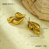 Women's Fashion Drop Shape Titanium Steel 18K Gold Electroplated Hollow Three Layer Earrings