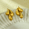 Women's Fashion Drop Shape Titanium Steel 18K Gold Electroplated Hollow Three Layer Earrings