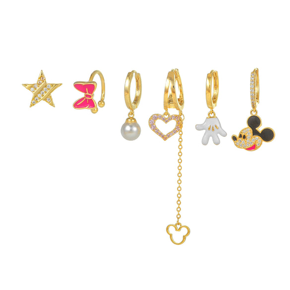 Women's Fashion Earrings Set Copper With Zircon Inlay Heart Bow Star Animals Zodiac Design