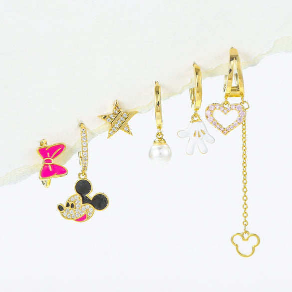 Women's Fashion Earrings Set Copper With Zircon Inlay Heart Bow Star Animals Zodiac Design