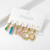 Women's Fashion Electroplated Copper Drop Shape Ear Buckle Earrings With Multicolor Zircon And Turquoise