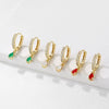 Women's Fashion Electroplated Copper Drop Shape Ear Buckle Earrings With Multicolor Zircon And Turquoise