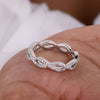 Women's Fashion Elegant Copper Geometric Hollow Line Ring With Zirconia Simple Classic Jewelry