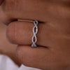 Women's Fashion Elegant Copper Geometric Hollow Line Ring With Zirconia Simple Classic Jewelry