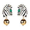 Women's Fashion Elegant Exaggerated Dripping Oil Zebra Pattern Earrings Alloy Inlaid Artificial Gemstones Semiprecious Stones