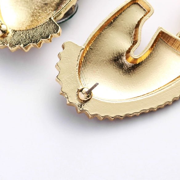 Women's Fashion Elegant Exaggerated Dripping Oil Zebra Pattern Earrings Alloy Inlaid Artificial Gemstones Semiprecious Stones