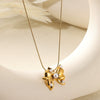 Women's Fashion Elegant Necklace Fivepointed Star Zircon Pearl Clavicle Chain Titanium Steel Stainless Steel Electroplated Flower Style