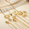 Women's Fashion Elegant Necklace Fivepointed Star Zircon Pearl Clavicle Chain Titanium Steel Stainless Steel Electroplated Flower Style