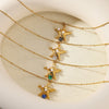 Women's Fashion Elegant Necklace Fivepointed Star Zircon Pearl Clavicle Chain Titanium Steel Stainless Steel Electroplated Flower Style