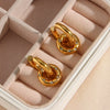 Women's Fashion Elegant Ring Buckle Ear Ring And Donut Pendant Necklace Stainless Steel 18K Gold Plated With Geometric Design