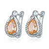 Women's Fashion Environmental Copper Drop Shape Zircon Ear Buckle Earrings With Small Water Drop Design