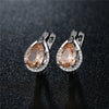 Women's Fashion Environmental Copper Drop Shape Zircon Ear Buckle Earrings With Small Water Drop Design