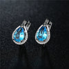 Women's Fashion Environmental Copper Drop Shape Zircon Ear Buckle Earrings With Small Water Drop Design