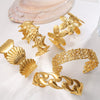 Women's Fashion Exaggerated Design Flower Starfish Water Drop Open 316L Stainless Steel Electroplating Bracelet