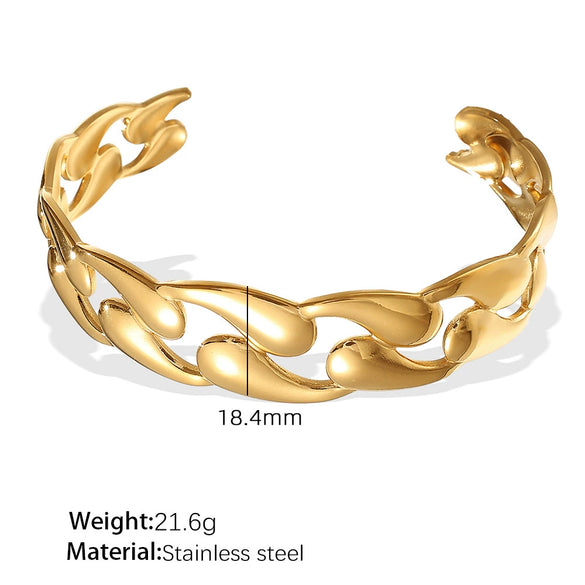 Women's Fashion Exaggerated Design Flower Starfish Water Drop Open 316L Stainless Steel Electroplating Bracelet