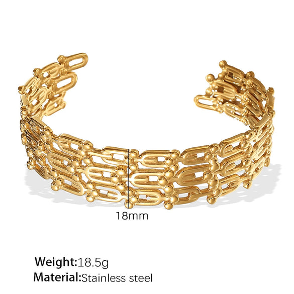 Women's Fashion Exaggerated Design Flower Starfish Water Drop Open 316L Stainless Steel Electroplating Bracelet