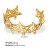Women's Fashion Exaggerated Design Flower Starfish Water Drop Open 316L Stainless Steel Electroplating Bracelet