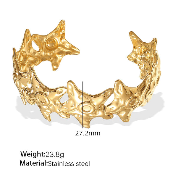 Women's Fashion Exaggerated Design Flower Starfish Water Drop Open 316L Stainless Steel Electroplating Bracelet