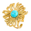 Women's Fashion Exaggerated Ring Stainless Steel Flower Geometric Electroplating Jewelry