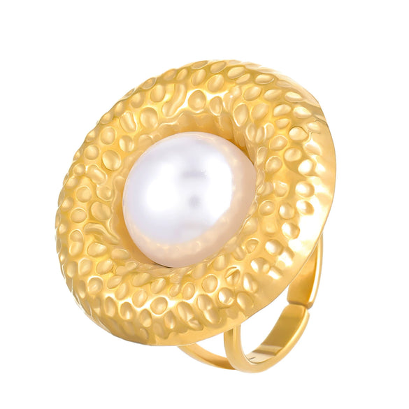 Women's Fashion Exaggerated Ring Stainless Steel Flower Geometric Electroplating Jewelry