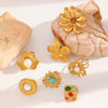 Women's Fashion Exaggerated Ring Stainless Steel Flower Geometric Electroplating Jewelry