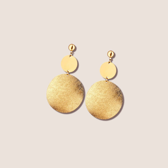 Women's Fashion Exaggerated Round Geometric Dangle Earrings Metal Electroplated Color Block Statement Ear Accessories