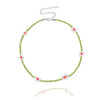 Women's Fashion Exquisite Beaded Necklace With Glass Glazed Beads And Artificial Crystal Pendant In Flower Shape Seiko Processed