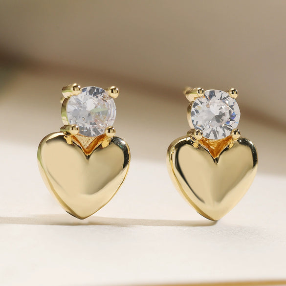 Women's Fashion Exquisite Copper 18K Gold Plated Zircon Love Geometric Micropaved Earrings