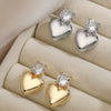 Women's Fashion Exquisite Copper 18K Gold Plated Zircon Love Geometric Micropaved Earrings