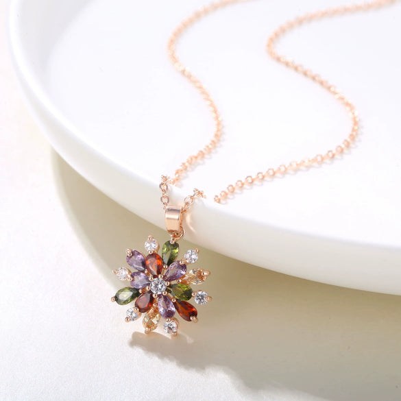 Women's Fashion Flower Artificial Zircon Necklace With Ochain