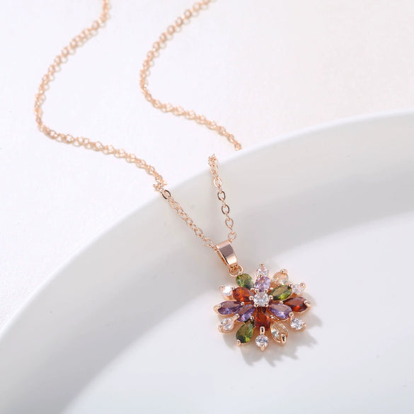 Women's Fashion Flower Artificial Zircon Necklace With Ochain